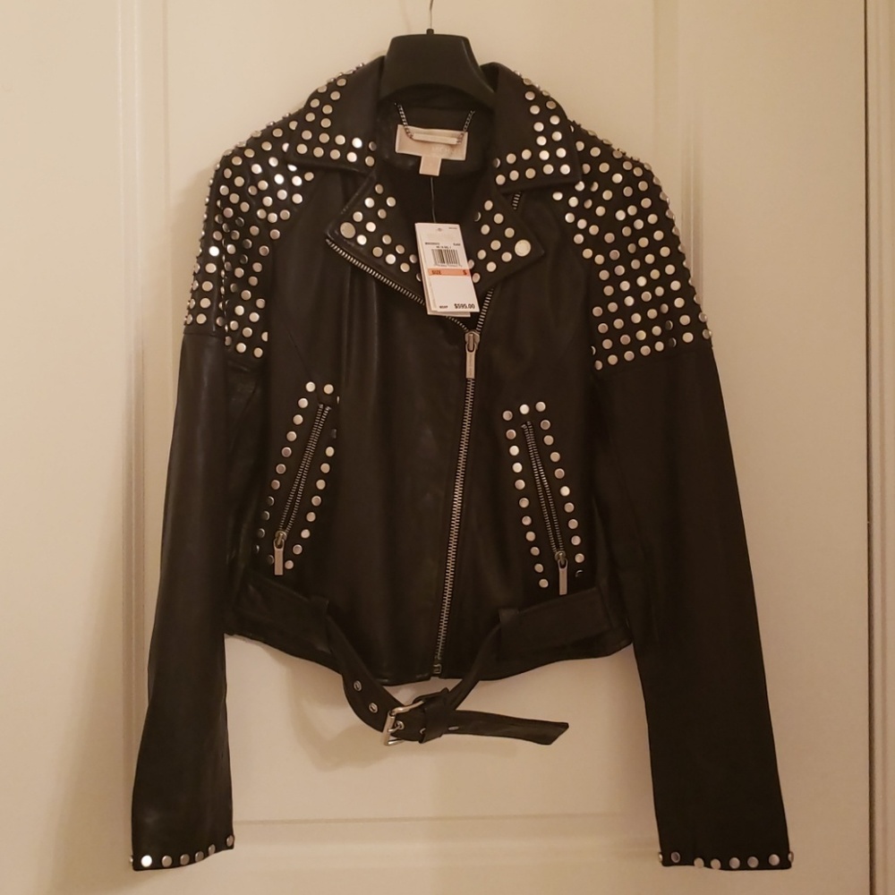 Michael Kors Black studded leather jacket